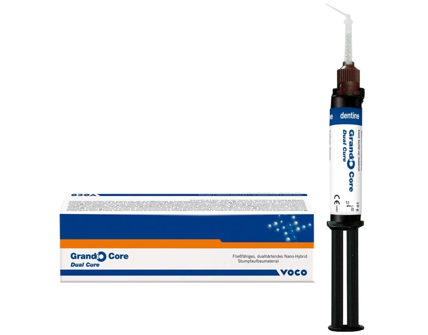 Grandio Core Dual Cure, Nano-Hybrid Stumpfaufbaumaterial, QuickMix, blau, Spritze à 10 g