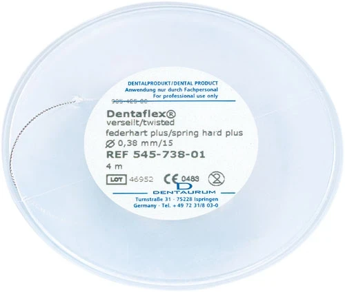 dentaflex Rollendraht, rund, 3-fach verseilt, super federhart, ø 0,38 mm / 15, 1 Rolle