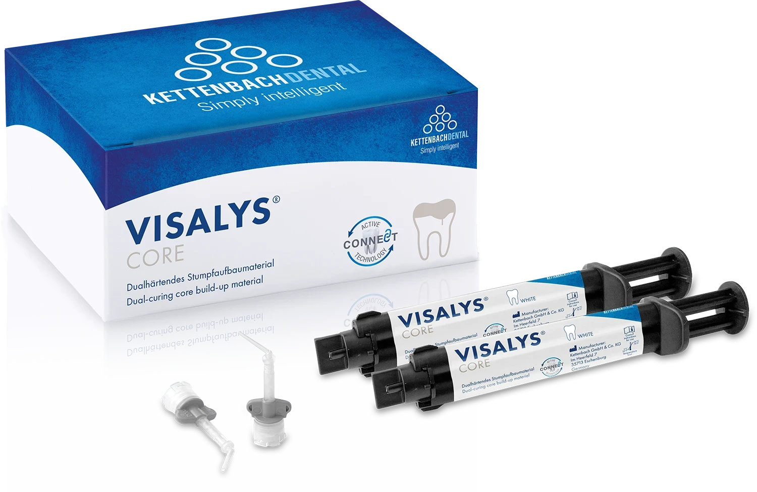 Visalys Core, Automixspritzen, dualhärtendes Komposit, Weiß, 2 Spritzen à 5 ml