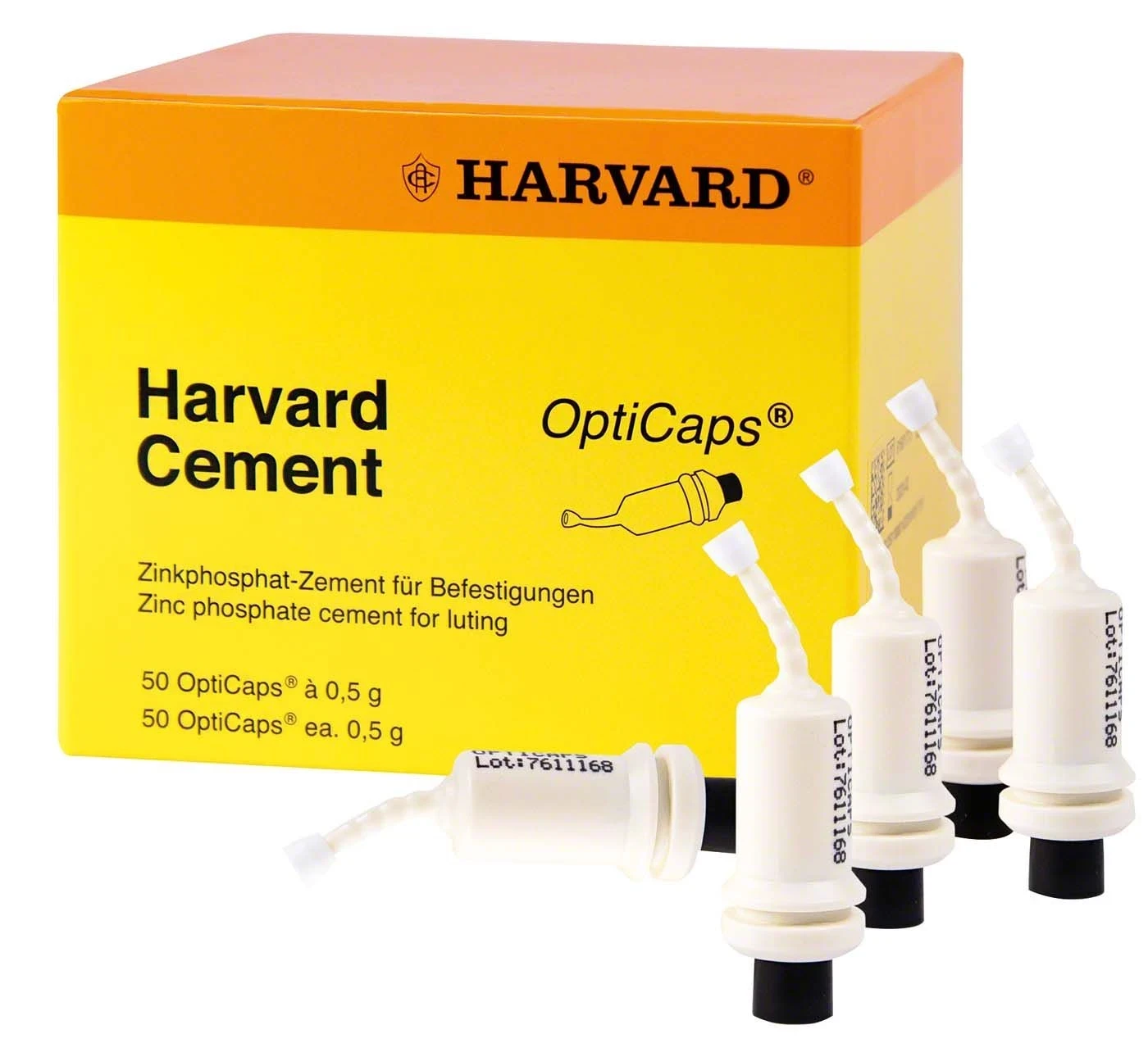 Harvard Cement OptiCaps, Zinkphosphat-Zement, weißlich gelb, Packung à 50 Stück